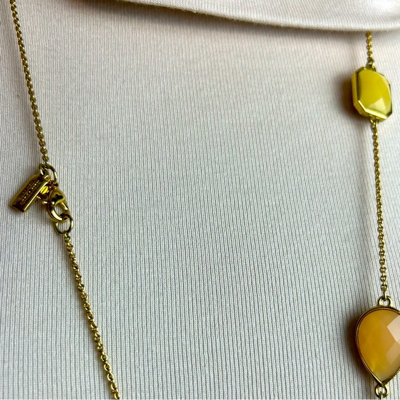 Kate Spade Like New Gold color chain w/ orange/yellow/green tinted stones. - Picture 4 of 5